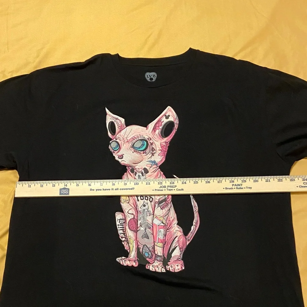 Black naked hairless Cat Graphic T-Shirt